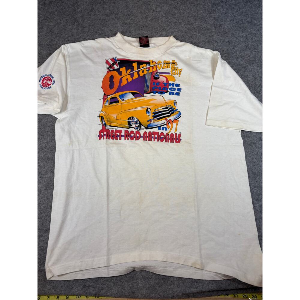 VINTAGE 1997 Street Rod Nationals Shirt Mens XL White Oklahoma City Car Show Tee